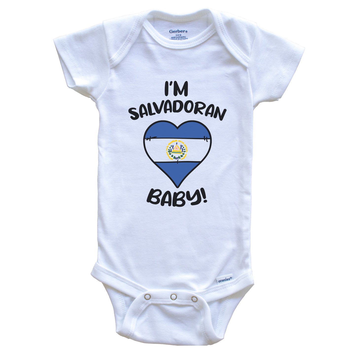 I'm Salvadoran Baby Funny El Salvador Flag Heart Baby Bodysuit