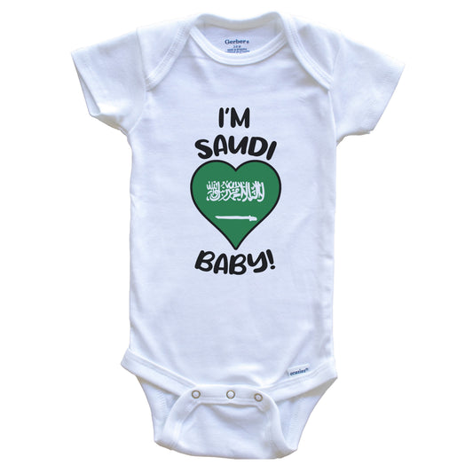 I'm Saudi Baby Funny Saudi Arabia Flag Heart Baby Bodysuit