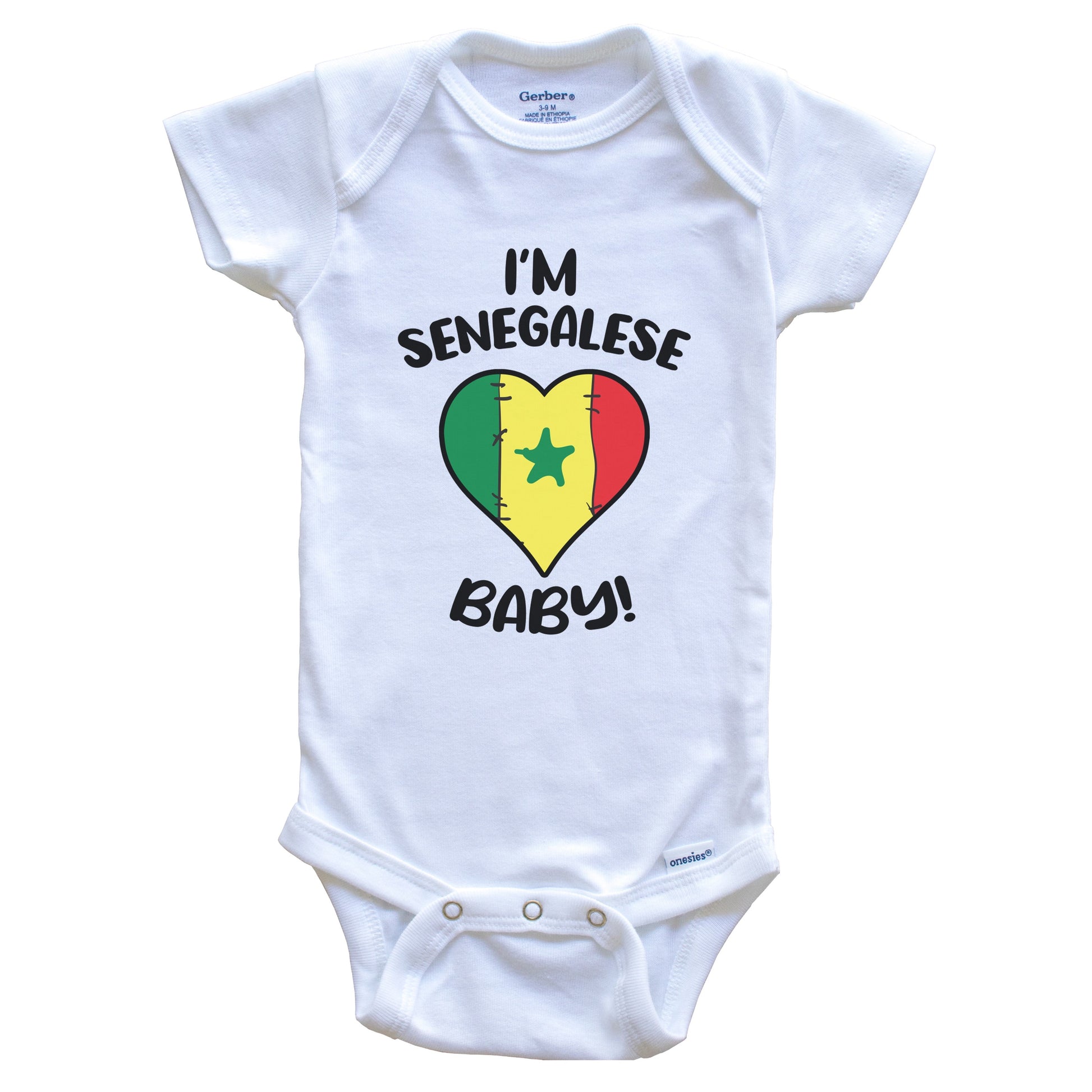 I'm Senegalese Baby Funny Senegal Flag Heart Baby Bodysuit