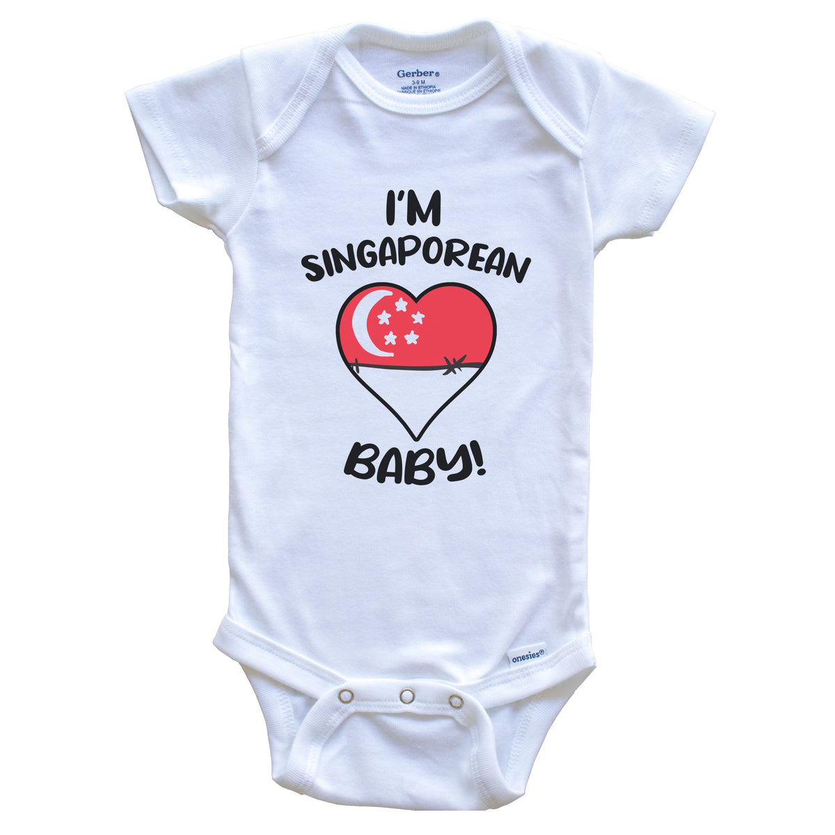 I'm Singaporean Baby Funny Singapore Flag Heart Baby Bodysuit