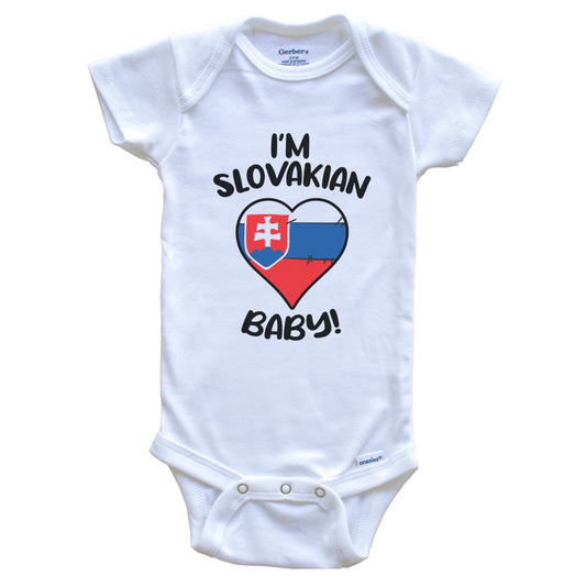 I'm Slovakian Baby Funny Slovakia Flag Heart Baby Bodysuit