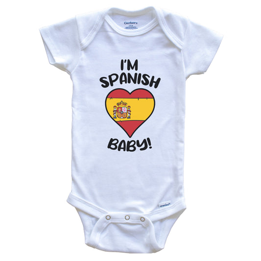 I'm Spanish Baby Funny Spain Flag Heart Baby Bodysuit