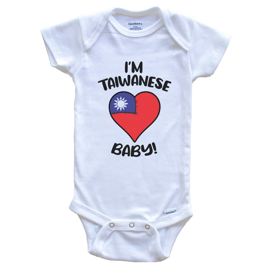 I'm Taiwanese Baby Funny Taiwan Flag Heart Baby Bodysuit