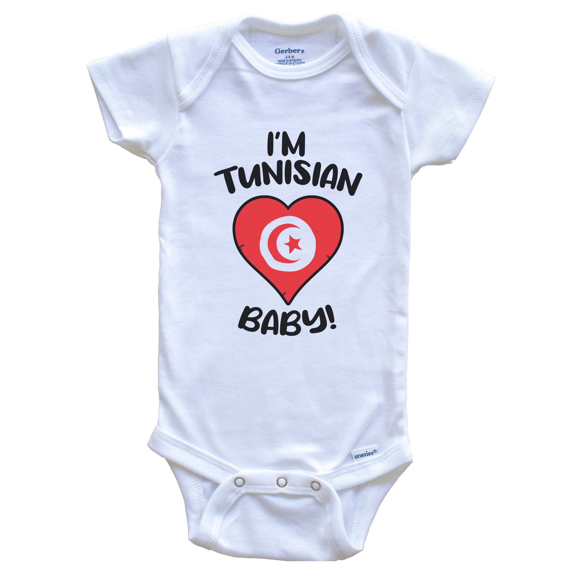 I'm Tunisian Baby Funny Tunisia Flag Heart Baby Bodysuit