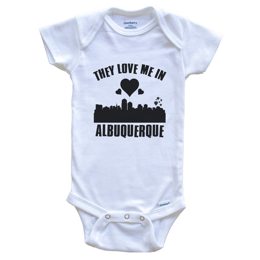 They Love Me In Albuquerque New Mexico Hearts Skyline One Piece Baby Bodysuit