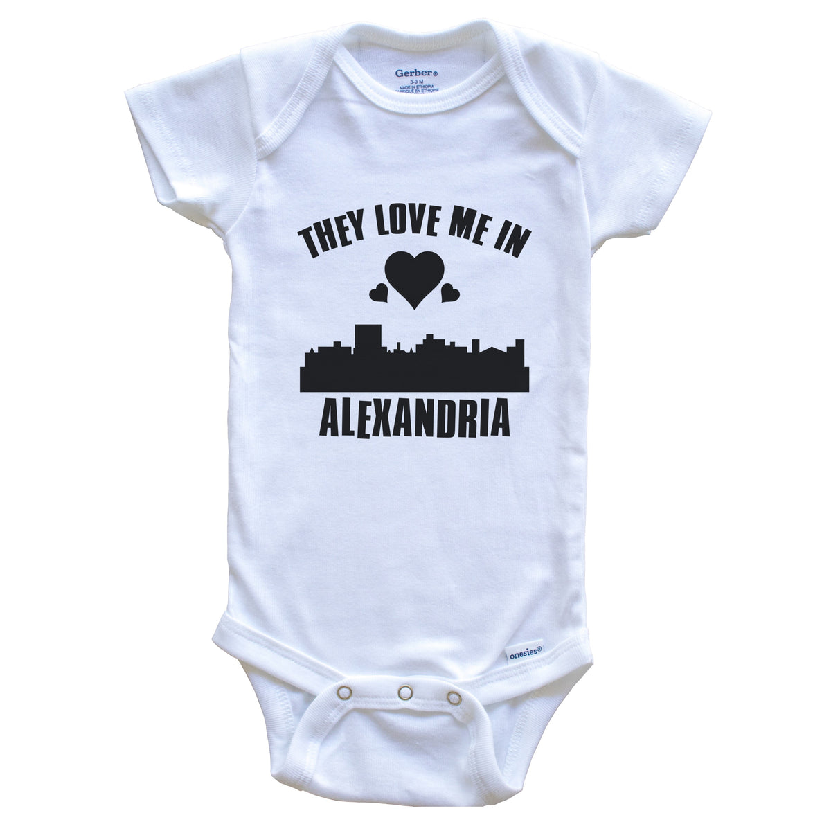 They Love Me In Alexandria Louisiana Hearts Skyline One Piece Baby Bodysuit