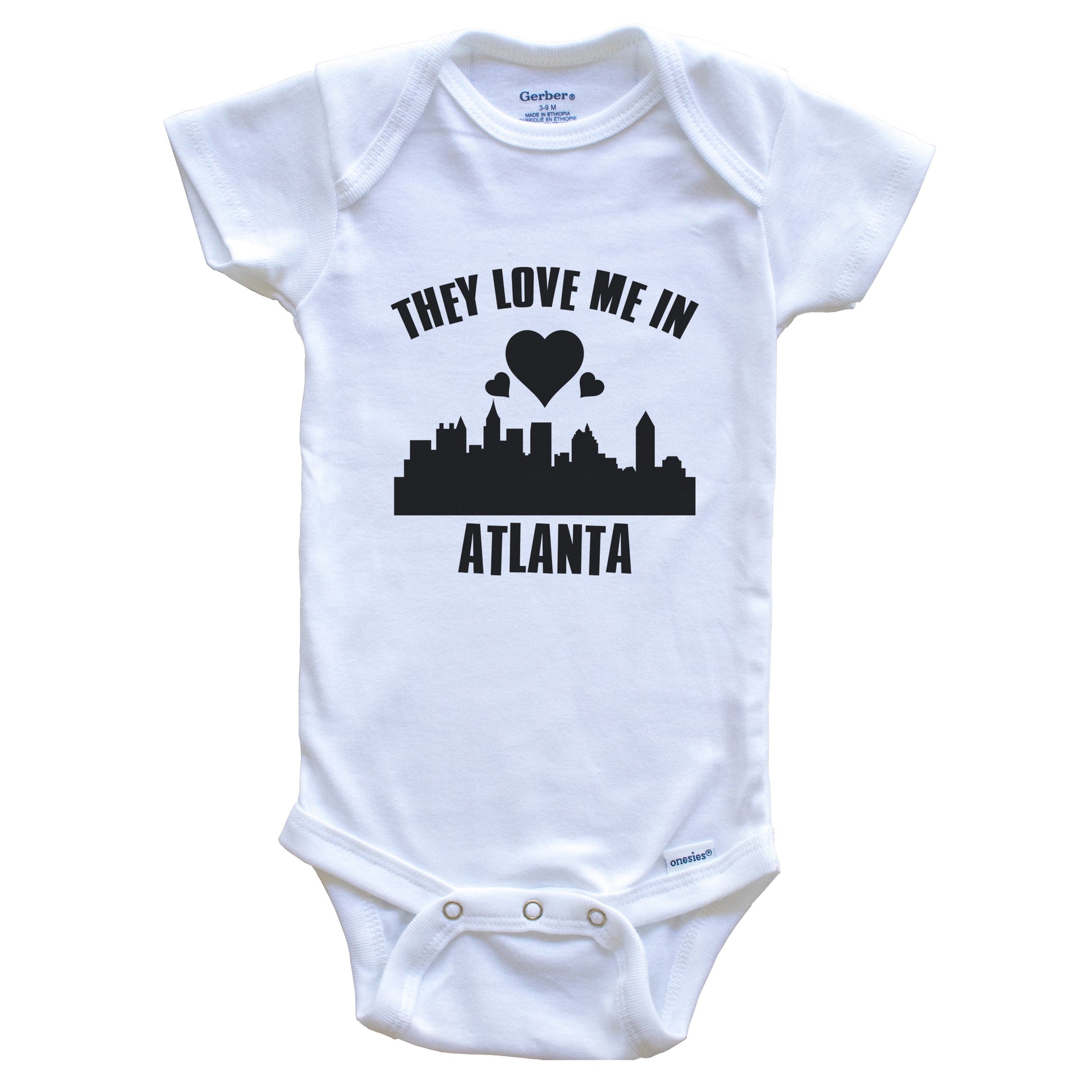 They Love Me In Atlanta Georgia Hearts Skyline One Piece Baby Bodysuit