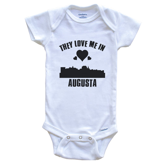 They Love Me In Augusta Maine Hearts Skyline One Piece Baby Bodysuit