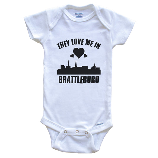 They Love Me In Brattleboro Vermont Hearts Skyline One Piece Baby Bodysuit