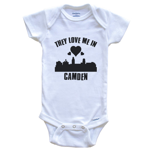 They Love Me In Camden New Jersey Hearts Skyline One Piece Baby Bodysuit