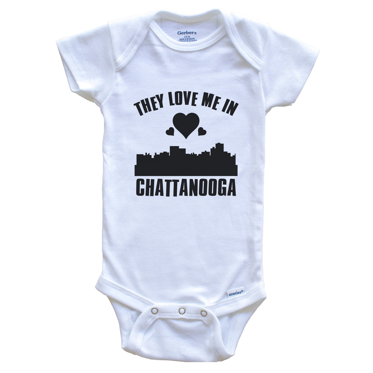 They Love Me In Chattanooga Tennessee Hearts Skyline One Piece Baby Bodysuit