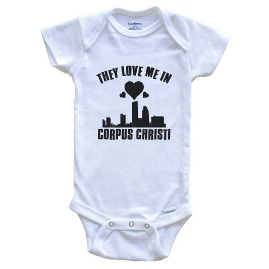 They Love Me In Corpus Christi Texas Hearts Skyline One Piece Baby Bodysuit