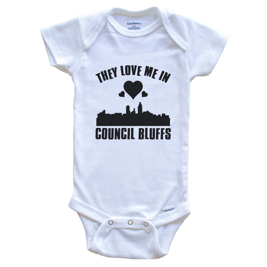 They Love Me In Council Bluffs Iowa Hearts Skyline One Piece Baby Bodysuit