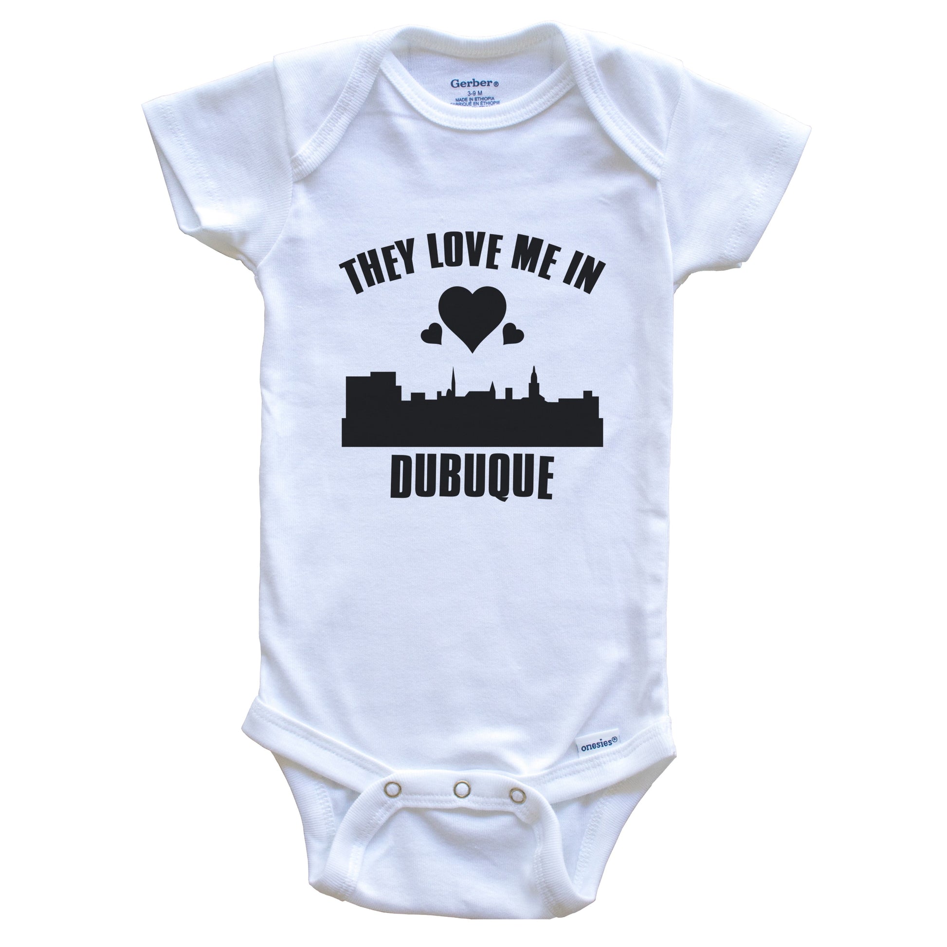 They Love Me In Dubuque Iowa Hearts Skyline One Piece Baby Bodysuit