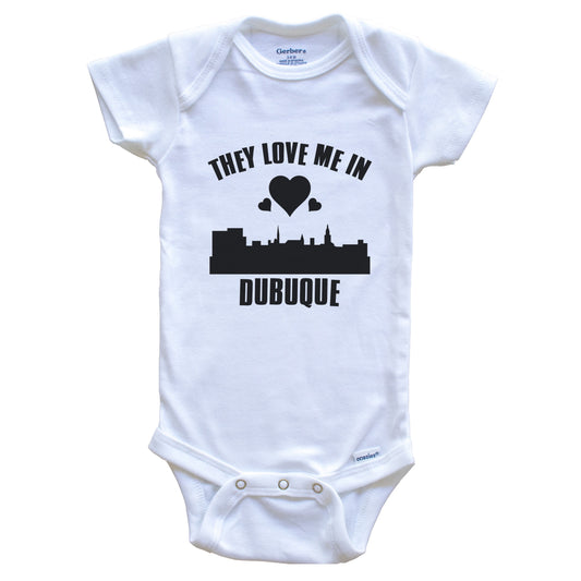 They Love Me In Dubuque Iowa Hearts Skyline One Piece Baby Bodysuit