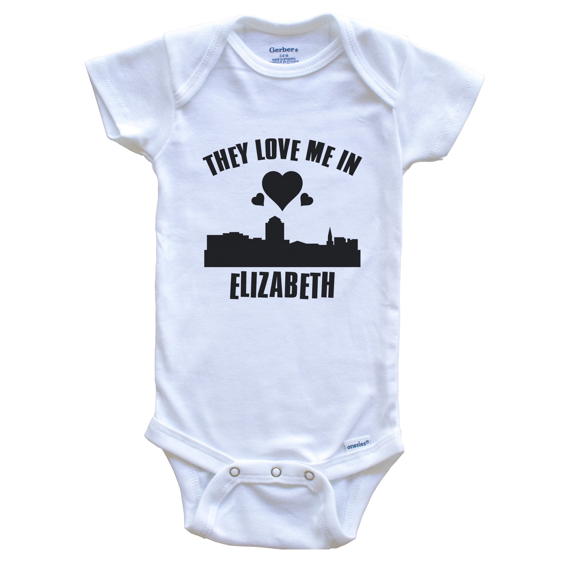 They Love Me In Elizabeth New Jersey Hearts Skyline One Piece Baby Bodysuit