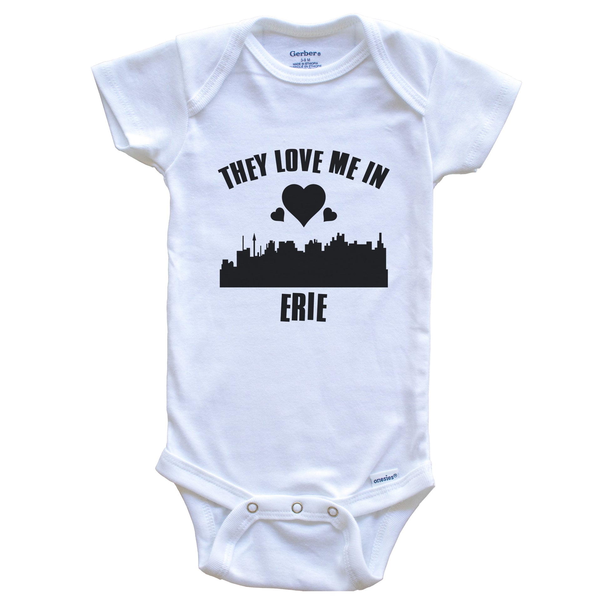 They Love Me In Erie Pennsylvania Hearts Skyline One Piece Baby Bodysuit