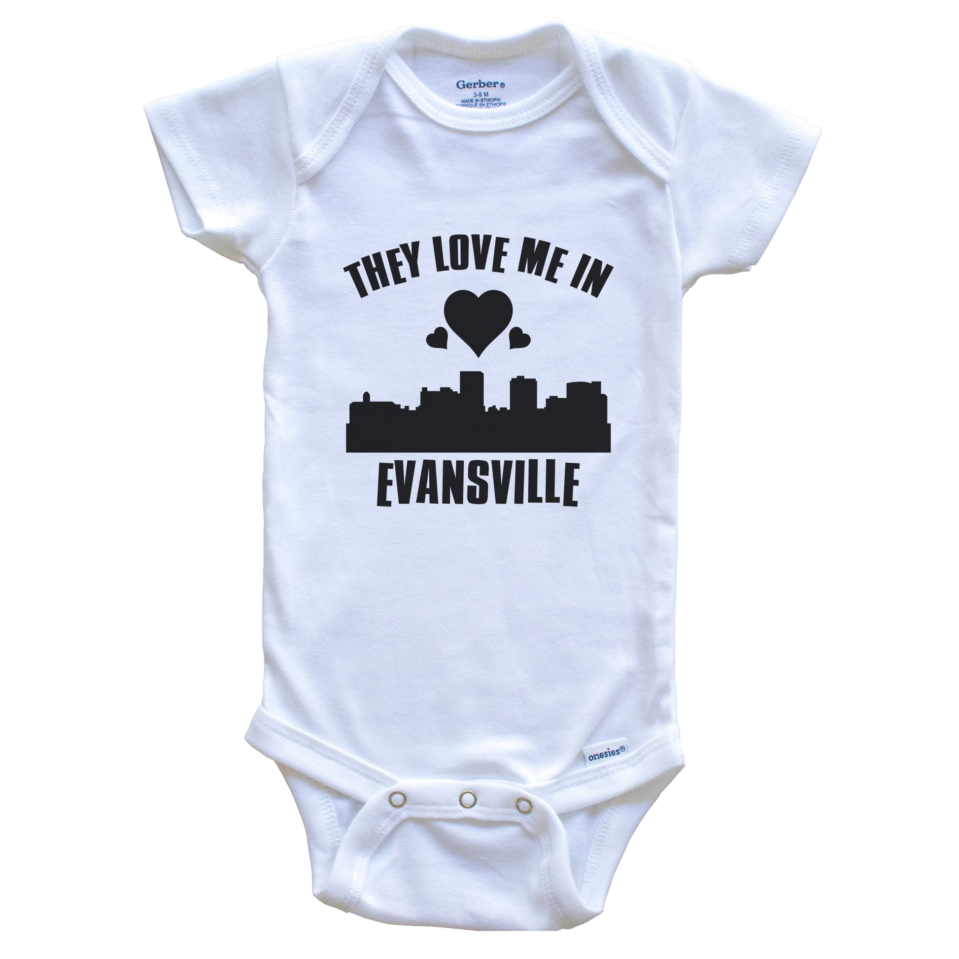 They Love Me In Evansville Indiana Hearts Skyline One Piece Baby Bodysuit
