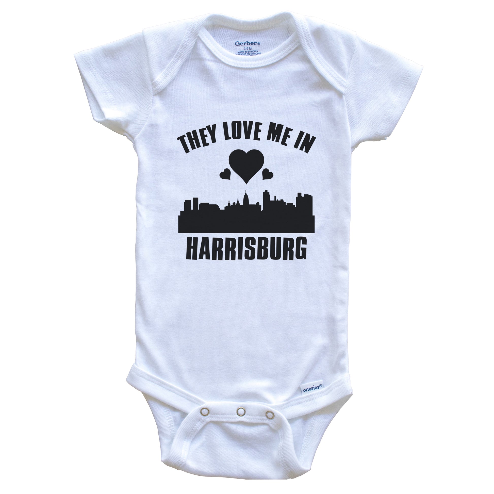 They Love Me In Harrisburg Pennsylvania Hearts Skyline One Piece Baby Bodysuit