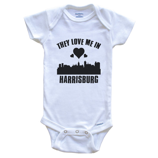 They Love Me In Harrisburg Pennsylvania Hearts Skyline One Piece Baby Bodysuit