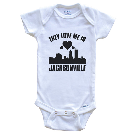 They Love Me In Jacksonville Florida Hearts Skyline One Piece Baby Bodysuit