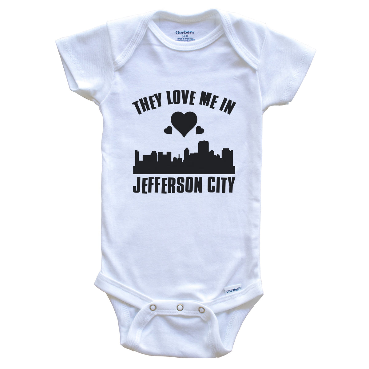 They Love Me In Jefferson City Missouri Hearts Skyline One Piece Baby Bodysuit
