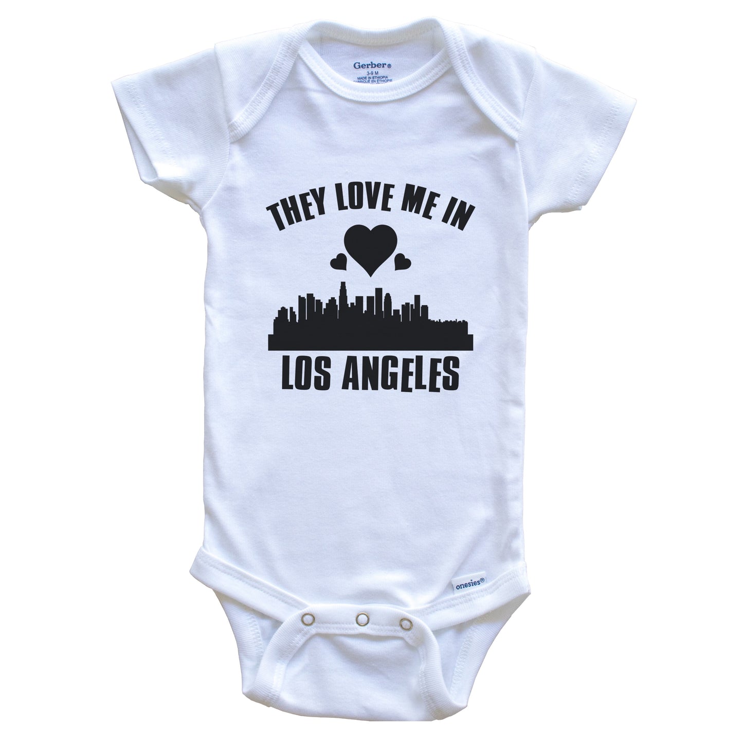 They Love Me In Los Angeles California Hearts Skyline One Piece Baby Bodysuit