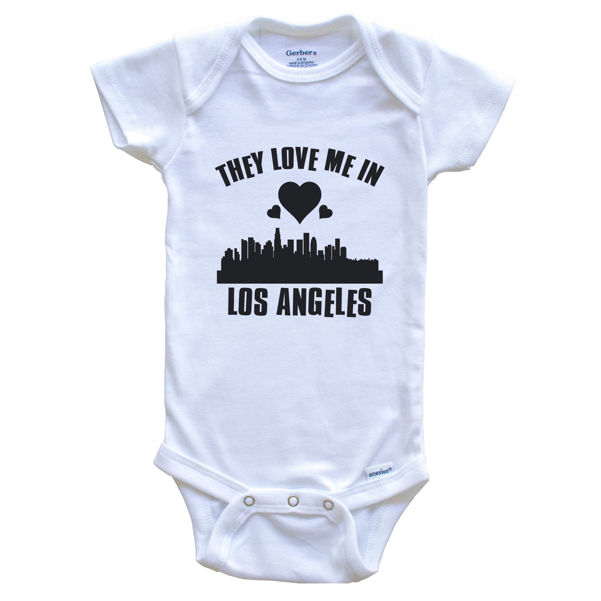 They Love Me In Los Angeles California Hearts Skyline One Piece Baby Bodysuit