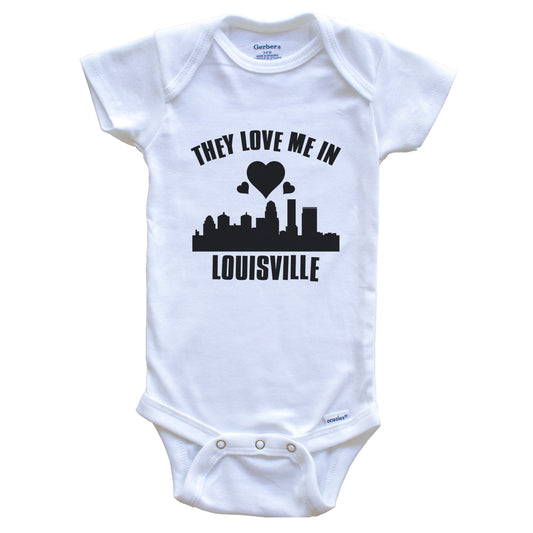 They Love Me In Louisville Kentucky Hearts Skyline One Piece Baby Bodysuit