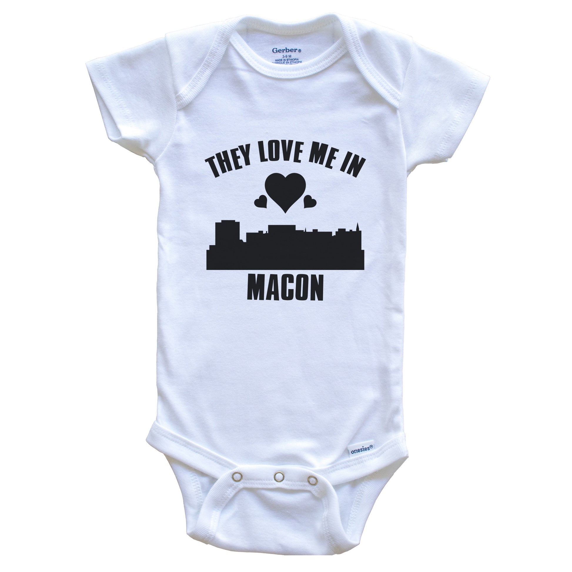 They Love Me In Macon Georgia Hearts Skyline One Piece Baby Bodysuit