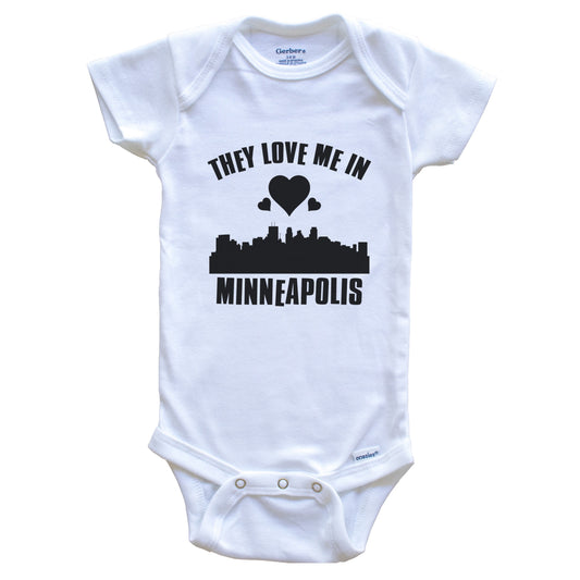 They Love Me In Minneapolis Minnesota Hearts Skyline One Piece Baby Bodysuit