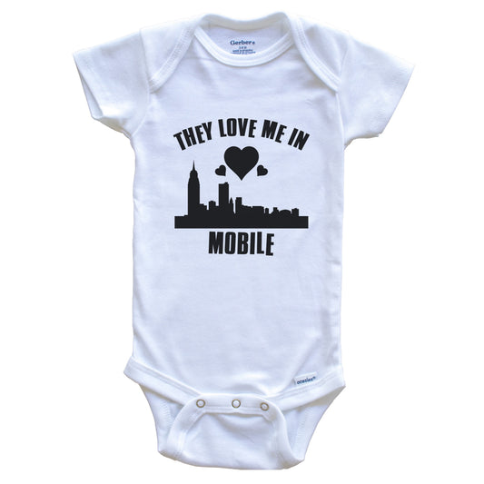 They Love Me In Mobile Alabama Hearts Skyline One Piece Baby Bodysuit