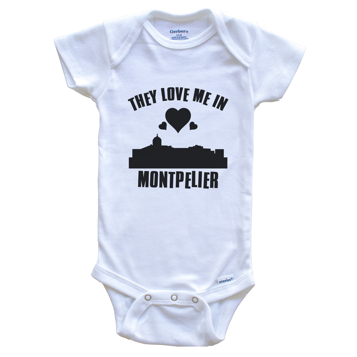 They Love Me In Montpelier Vermont Hearts Skyline One Piece Baby Bodysuit