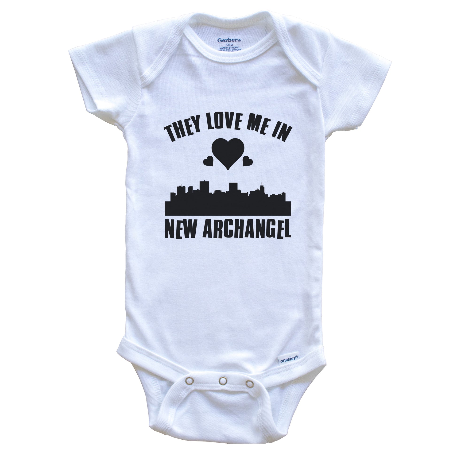 They Love Me In New Archangel Alaska Hearts Skyline One Piece Baby Bodysuit