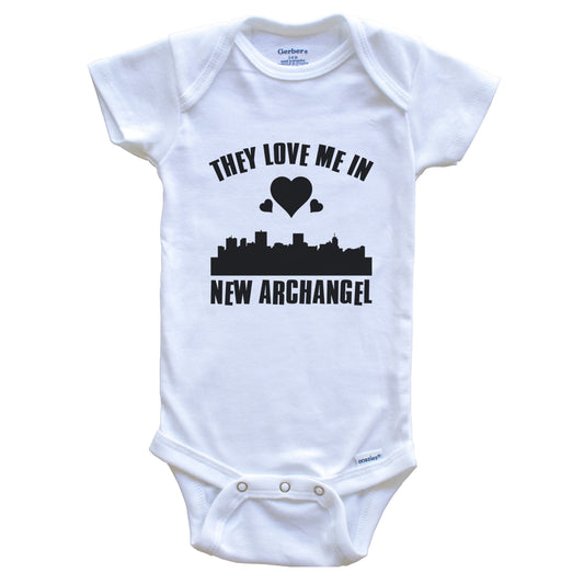 They Love Me In New Archangel Alaska Hearts Skyline One Piece Baby Bodysuit