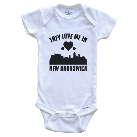 They Love Me In New Brunswick New Jersey Hearts Skyline One Piece Baby Bodysuit