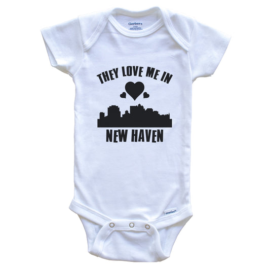 They Love Me In New Haven Connecticut Hearts Skyline One Piece Baby Bodysuit
