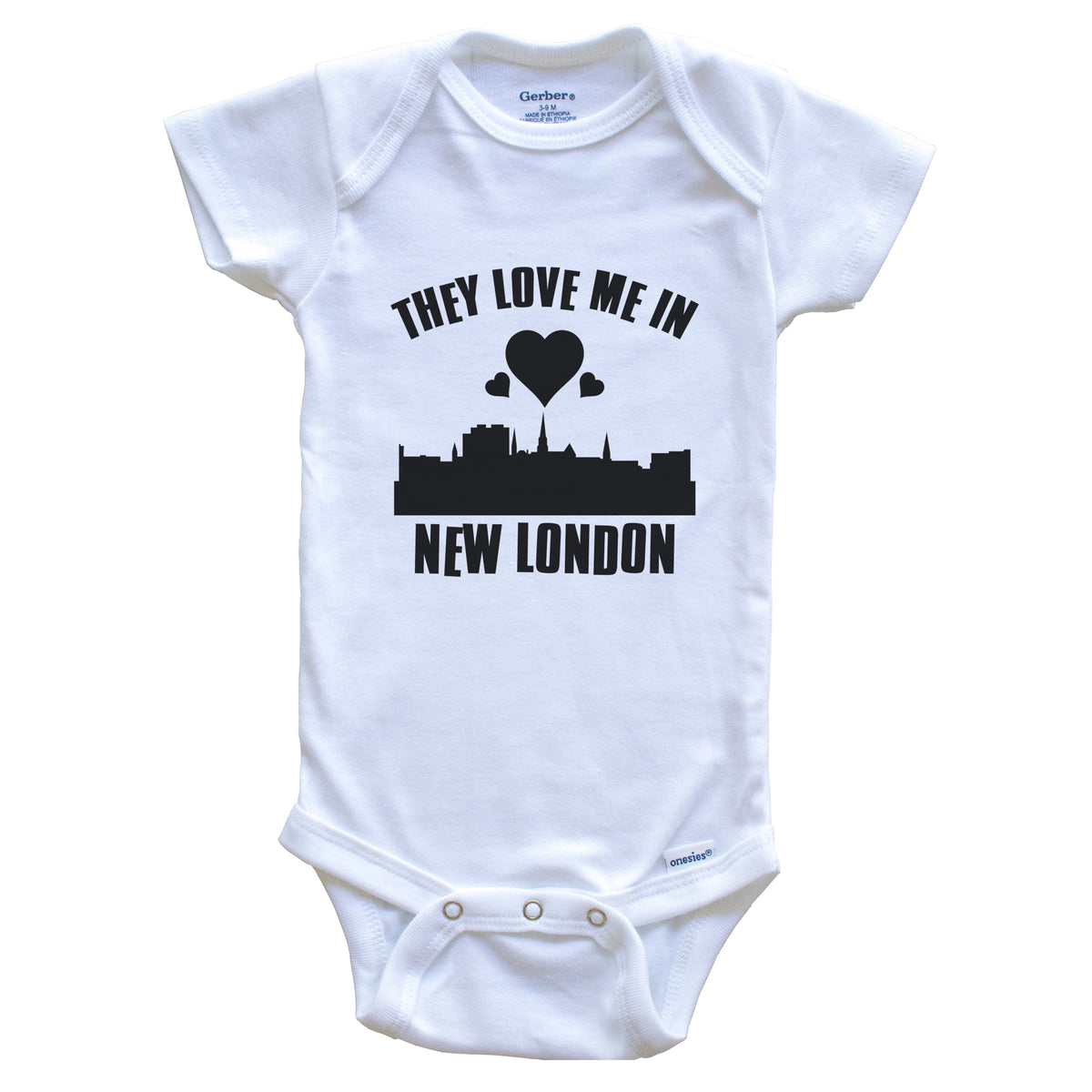 They Love Me In New London Connecticut Hearts Skyline One Piece Baby Bodysuit