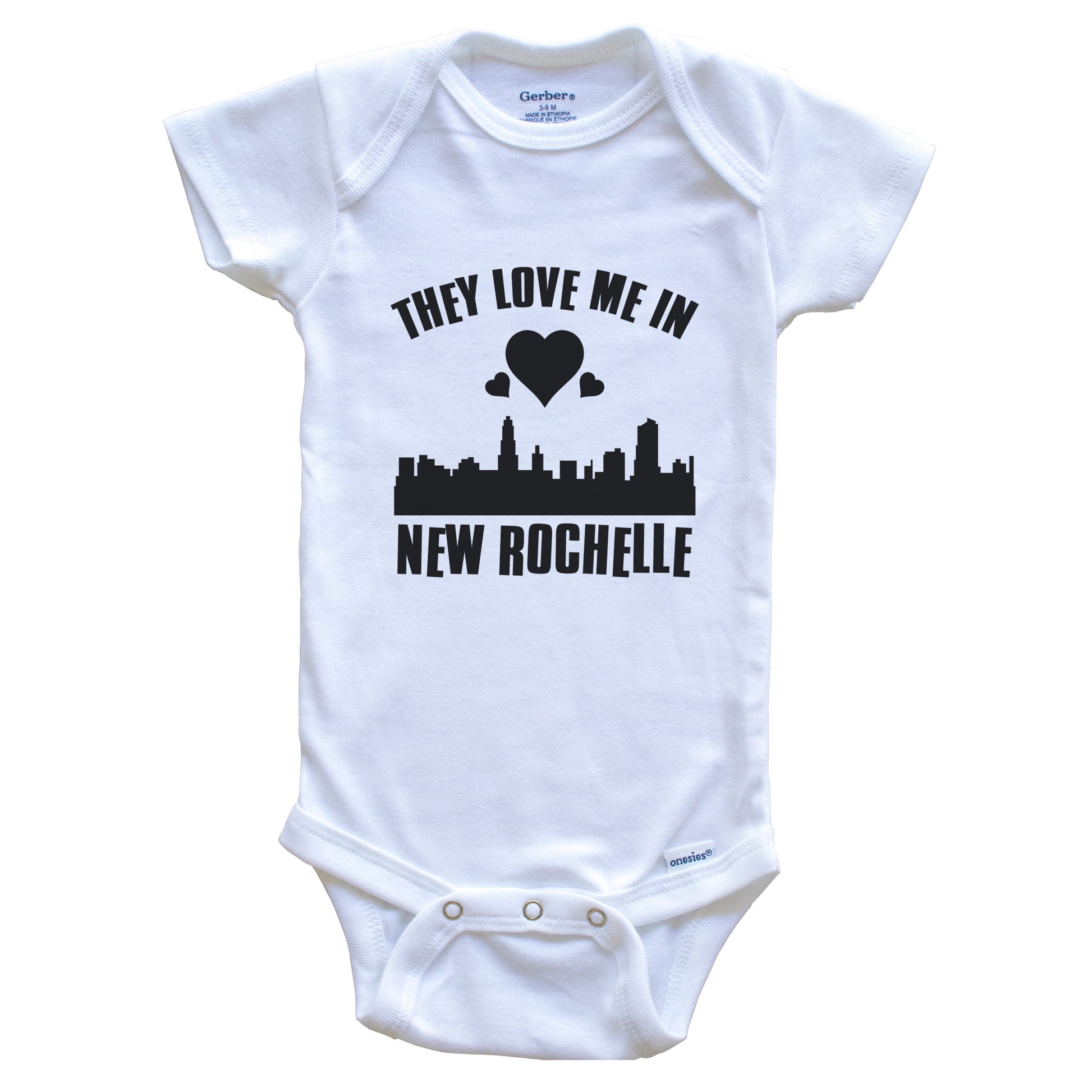 They Love Me In New Rochelle New York Hearts Skyline One Piece Baby Bodysuit