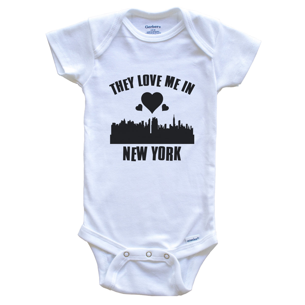 They Love Me In New York New York Hearts Skyline One Piece Baby Bodysuit