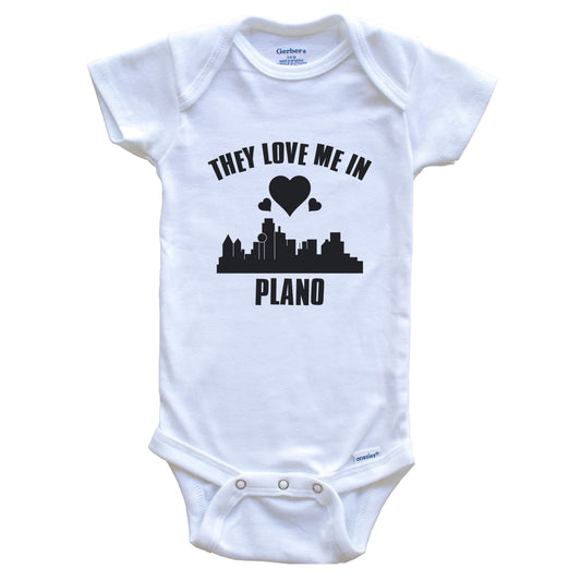 They Love Me In Plano Texas Hearts Skyline One Piece Baby Bodysuit