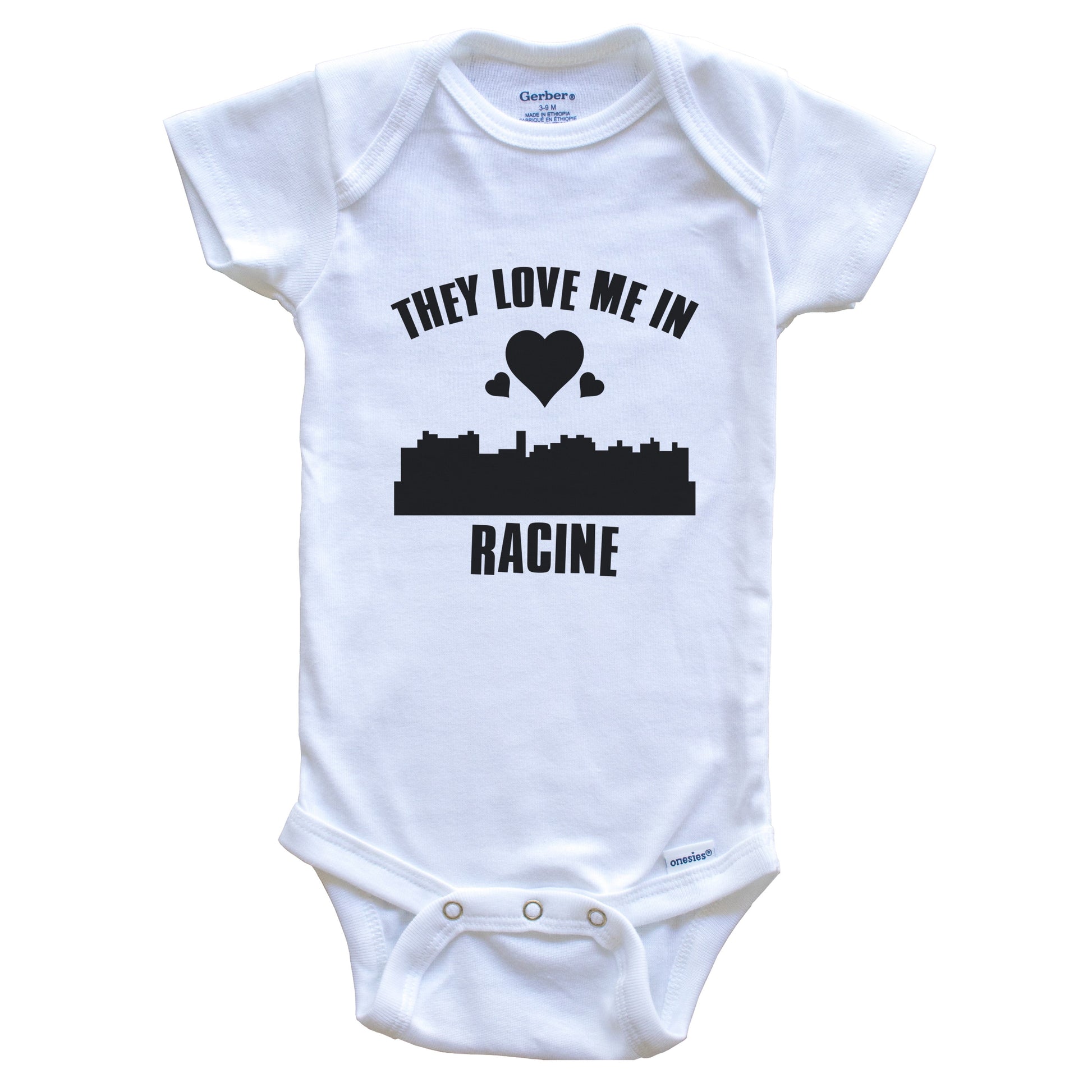 They Love Me In Racine Wisconsin Hearts Skyline One Piece Baby Bodysuit
