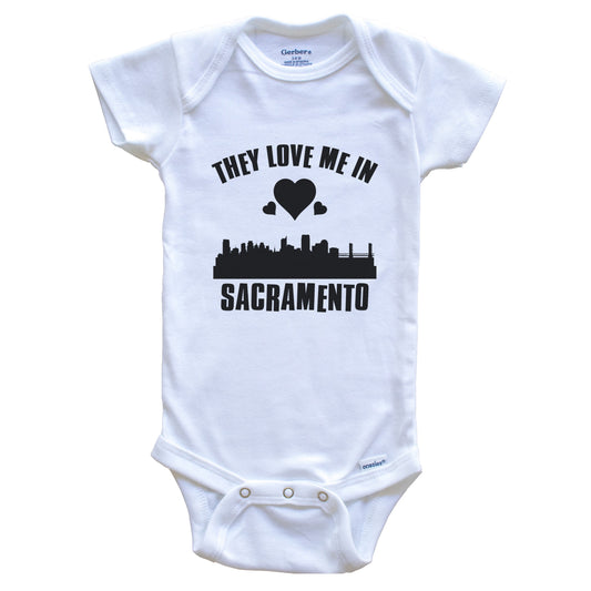 They Love Me In Sacramento California Hearts Skyline One Piece Baby Bodysuit