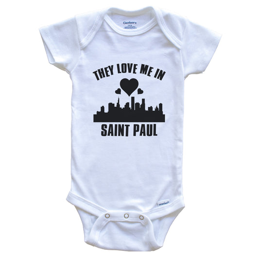They Love Me In Saint Paul Minnesota Hearts Skyline One Piece Baby Bodysuit