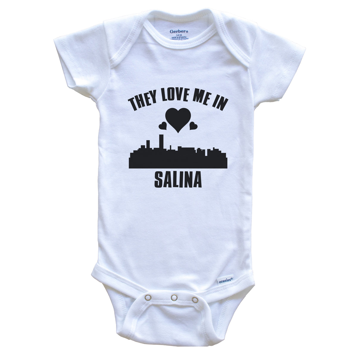 They Love Me In Salina Kansas Hearts Skyline One Piece Baby Bodysuit