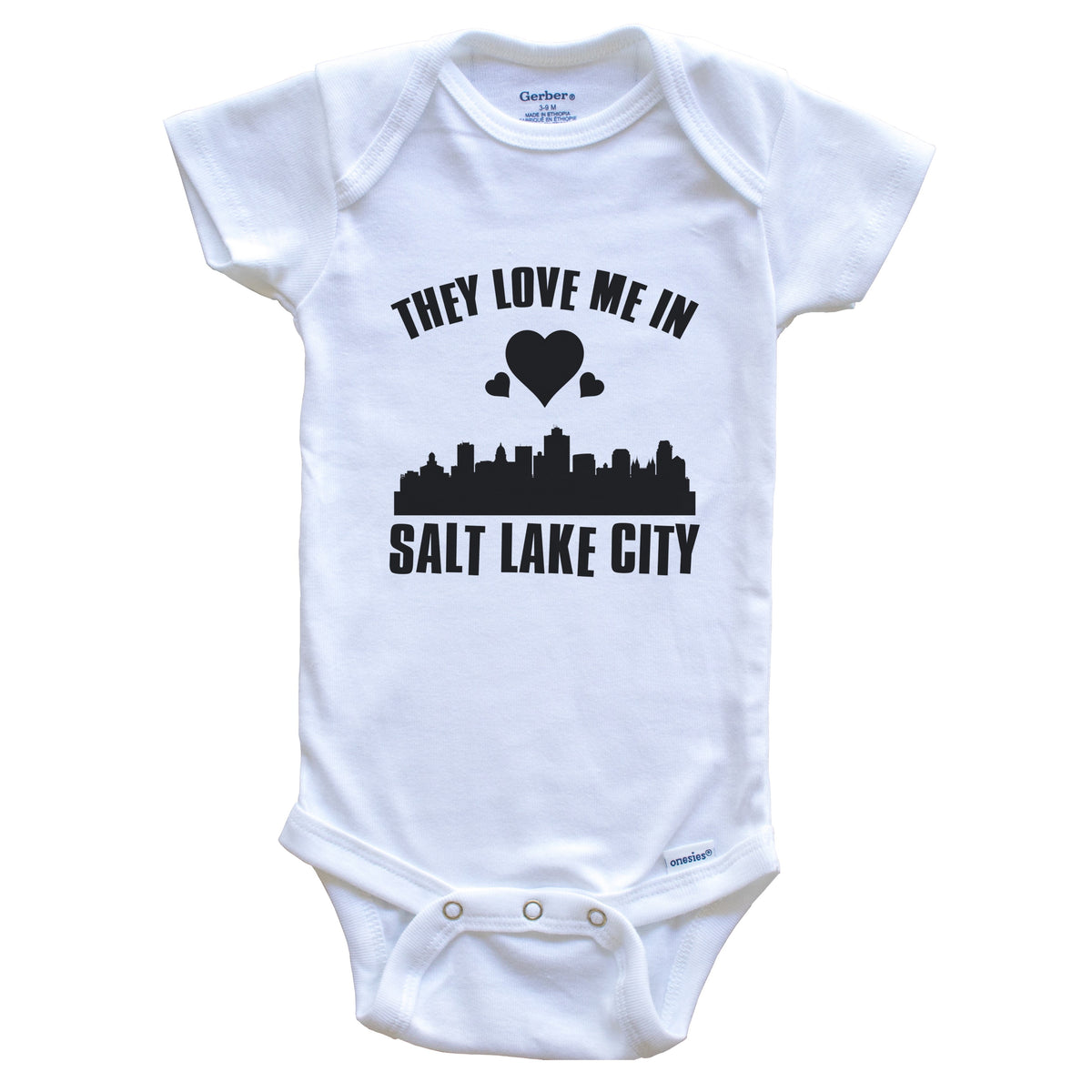 They Love Me In Salt Lake City Utah Hearts Skyline One Piece Baby Bodysuit