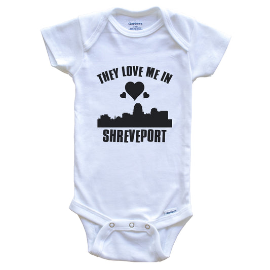 They Love Me In Shreveport Louisiana Hearts Skyline One Piece Baby Bodysuit
