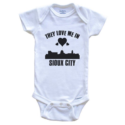 They Love Me In Sioux City Iowa Hearts Skyline One Piece Baby Bodysuit