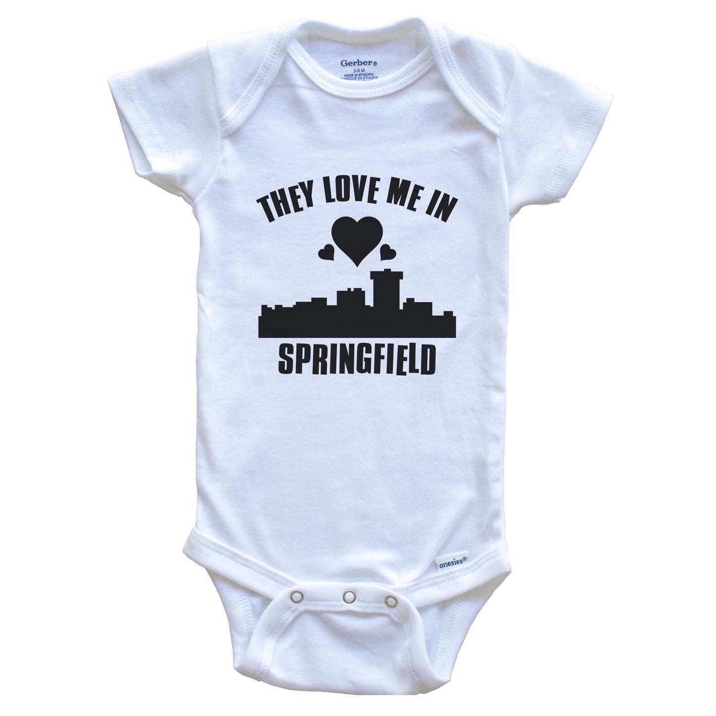 They Love Me In Springfield Missouri Hearts Skyline One Piece Baby Bodysuit