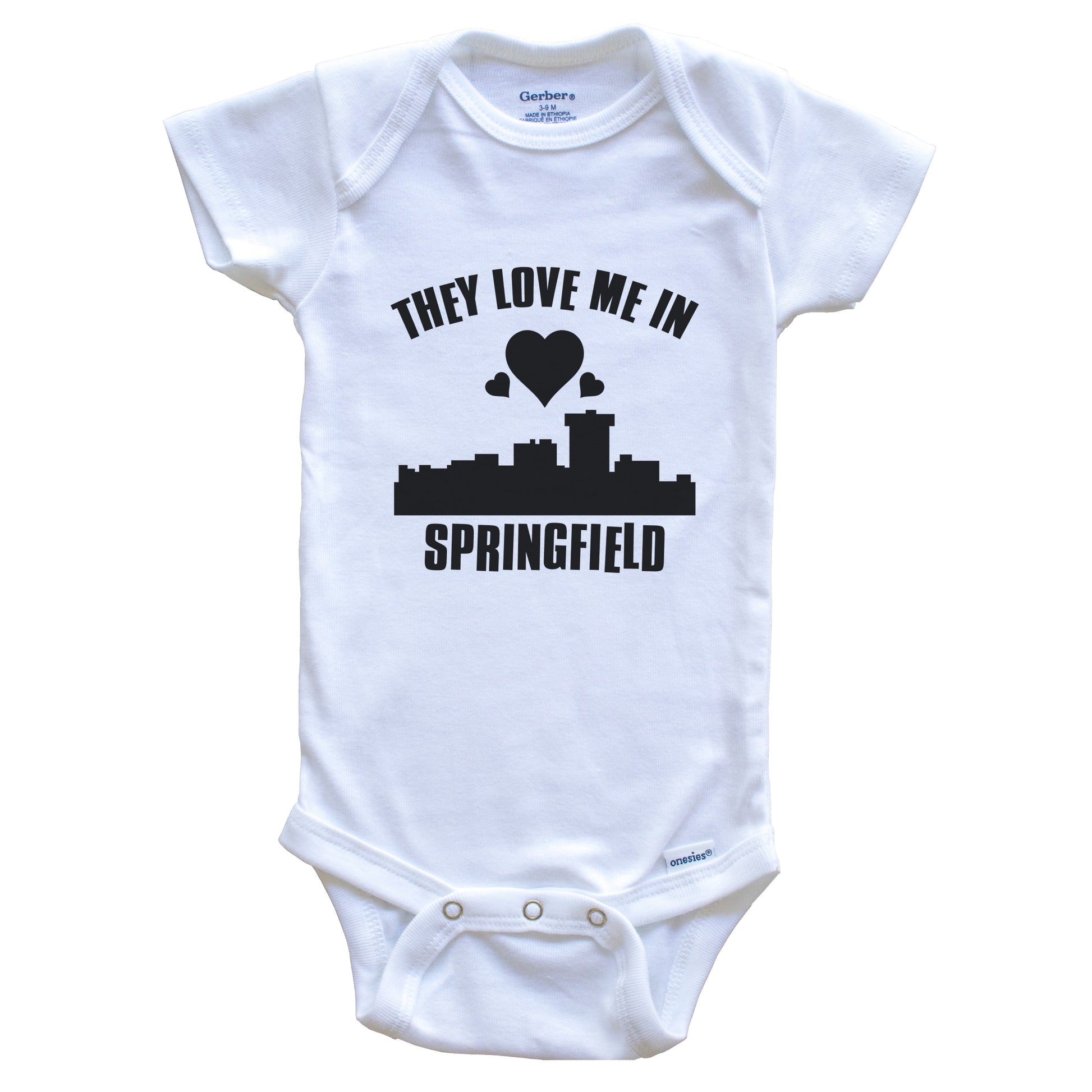 They Love Me In Springfield Missouri Hearts Skyline One Piece Baby Bodysuit